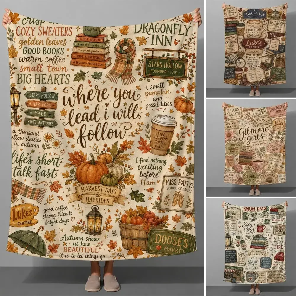 Gilmore Girls Cozy Small Town Coffee Autumn Fan Aesthetic Throw Soft Flannel Throw Blanket Warm for Couch Bed Sofa Cozy