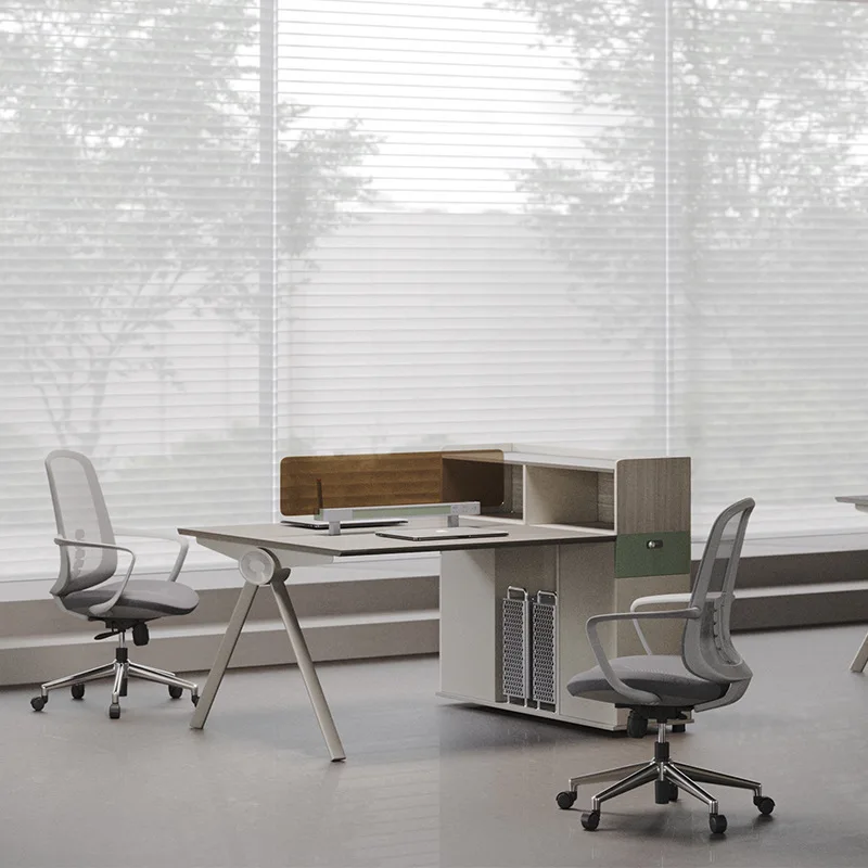 Finance room, office desk and chair combination screen, staff card space, staff four people, double face-to-face accounting desk