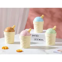 320ML Cute Ice Cream Cone Ceramic Cup Girl Heart Red Mug High Appearance Level with Cover Scoop Water Cup Breakfast Cup