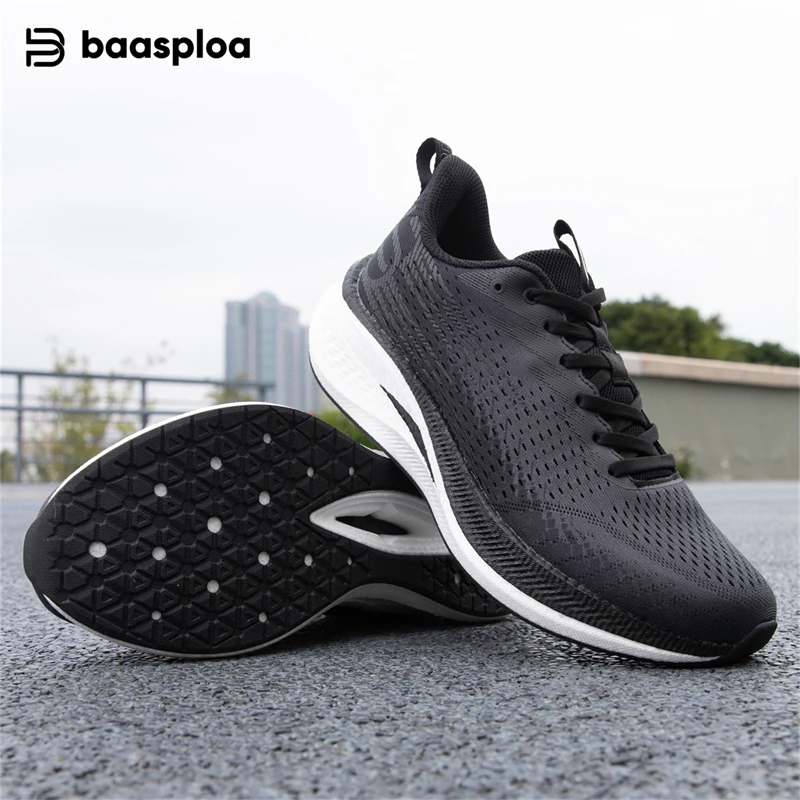 Baasploa Men Running Shoes Carbon Plate Professional Cushioning Sneakers Breathable Non-Slip Jogging Sports Shoes