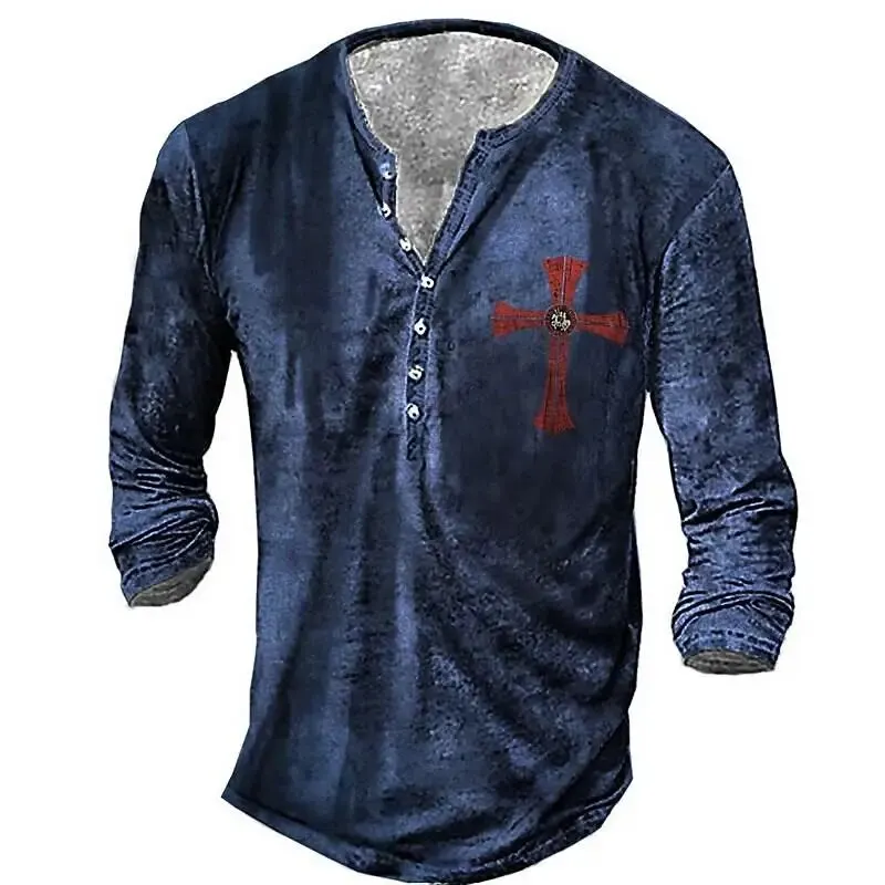 قميص رجالي عتيق بأكمام طويلة، قميص مطبوع عليه حيوانات، ملابس مطبوعة على شكل حيوانات، قميص هنري عتيق، قميص رجالي بأكمام طويلة #1