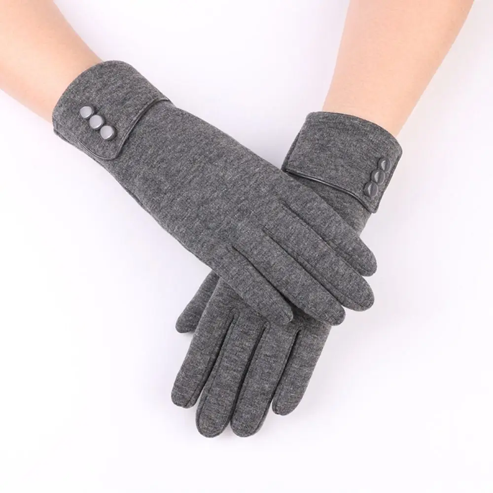 Touch Screen Simple Velvet Gloves Korean Style Five Finger Full Finger Mittens Cycling Gloves Warm Cycling Driving Gloves Girls