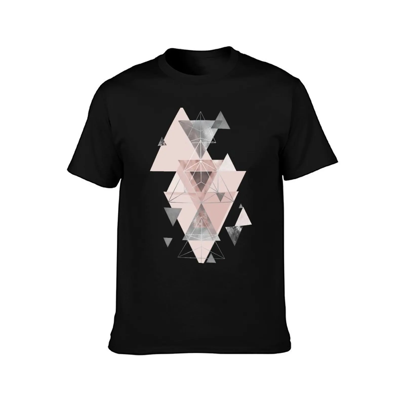 Abstract Geo in blush pink and grey T-Shirt Fitness Training Breathable Tee T-Shirt