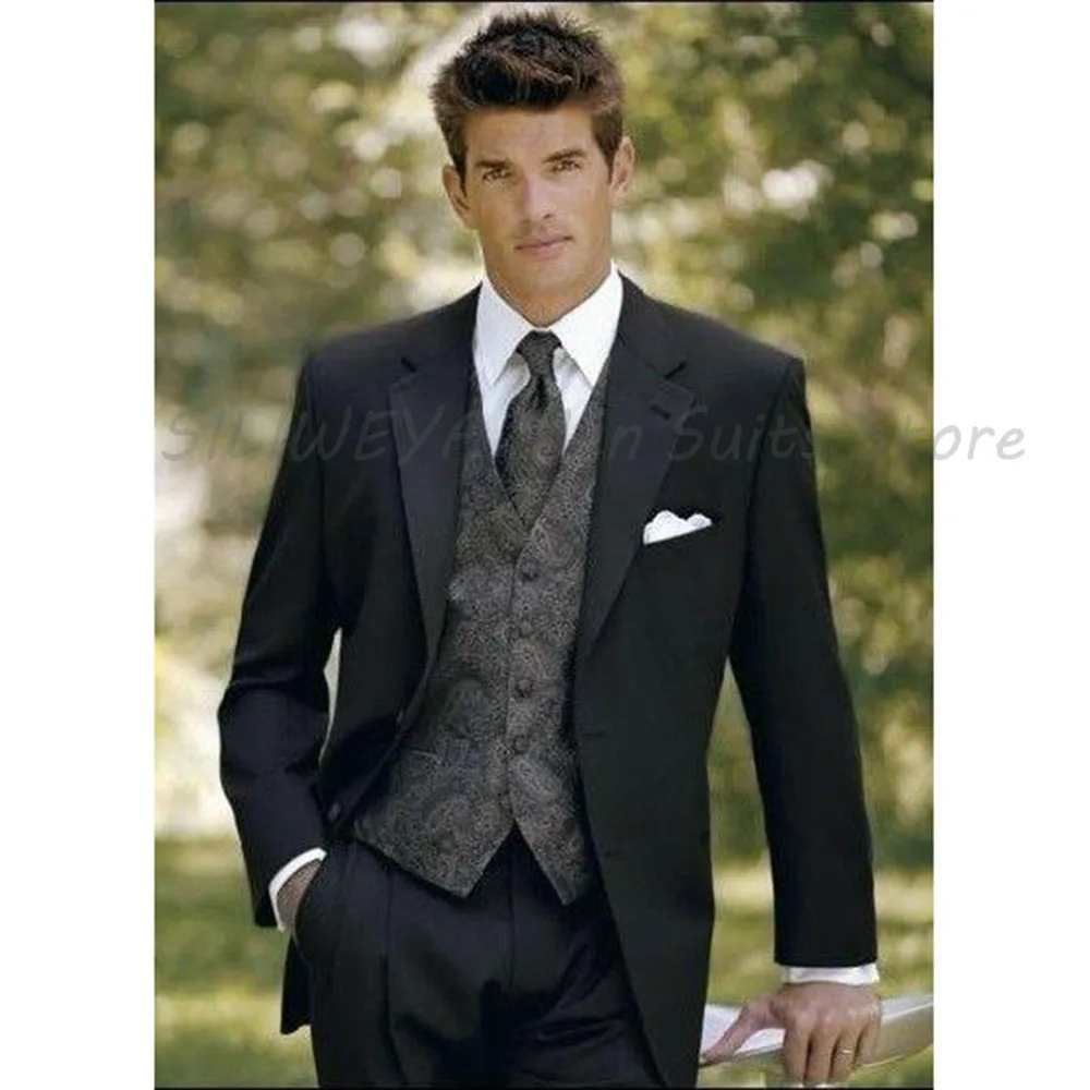 

Luxury Men's Suits 3 Pieces Jacket Pants Vest Single Breasted Notch Collar Business Banquet Wedding Male Clothing Fashion