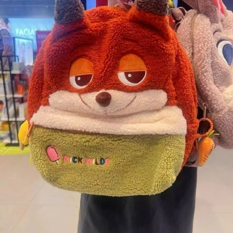 

Crazy Zoo New Cartoon Doll Backpack Large Capacity Fashion Disney Plush Bag Joker Student School Bag Female Plush Nick Wilde New