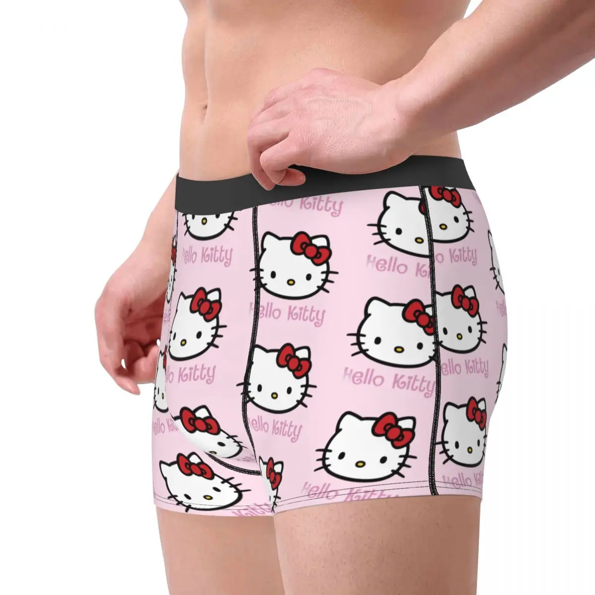 Funny Boxer Hello Kitty Face Shorts Panties Briefs Men Underwear Breathable Underpants for Homme S-XXL