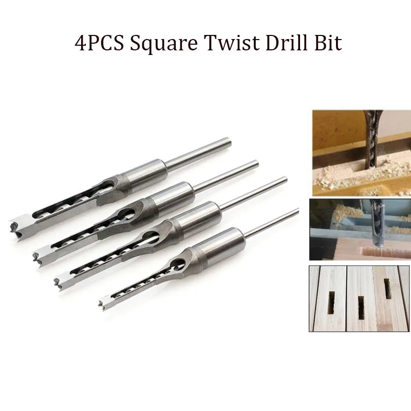 6-14mm Twist Drill Bits Woodworking Drill Tools Kit Set Square Auger Mortising Chisel Drill Set Square Hole Extended Saw