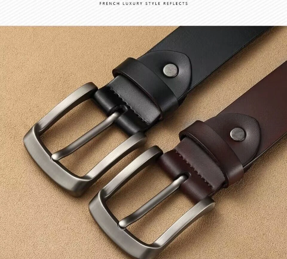 3.8CM High Quality Genuine Leather Belt For Men Luxury Designer Pin Buckle Belts Cowskin Vintage Strap Male Jeans for Man