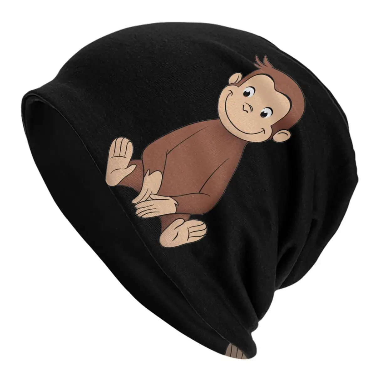 Cute Brown Monkey Cartoon Bonnet Hat Casual Ski Skullies Beanies Hat Curious George for Men Women Warm Multifunction Cap