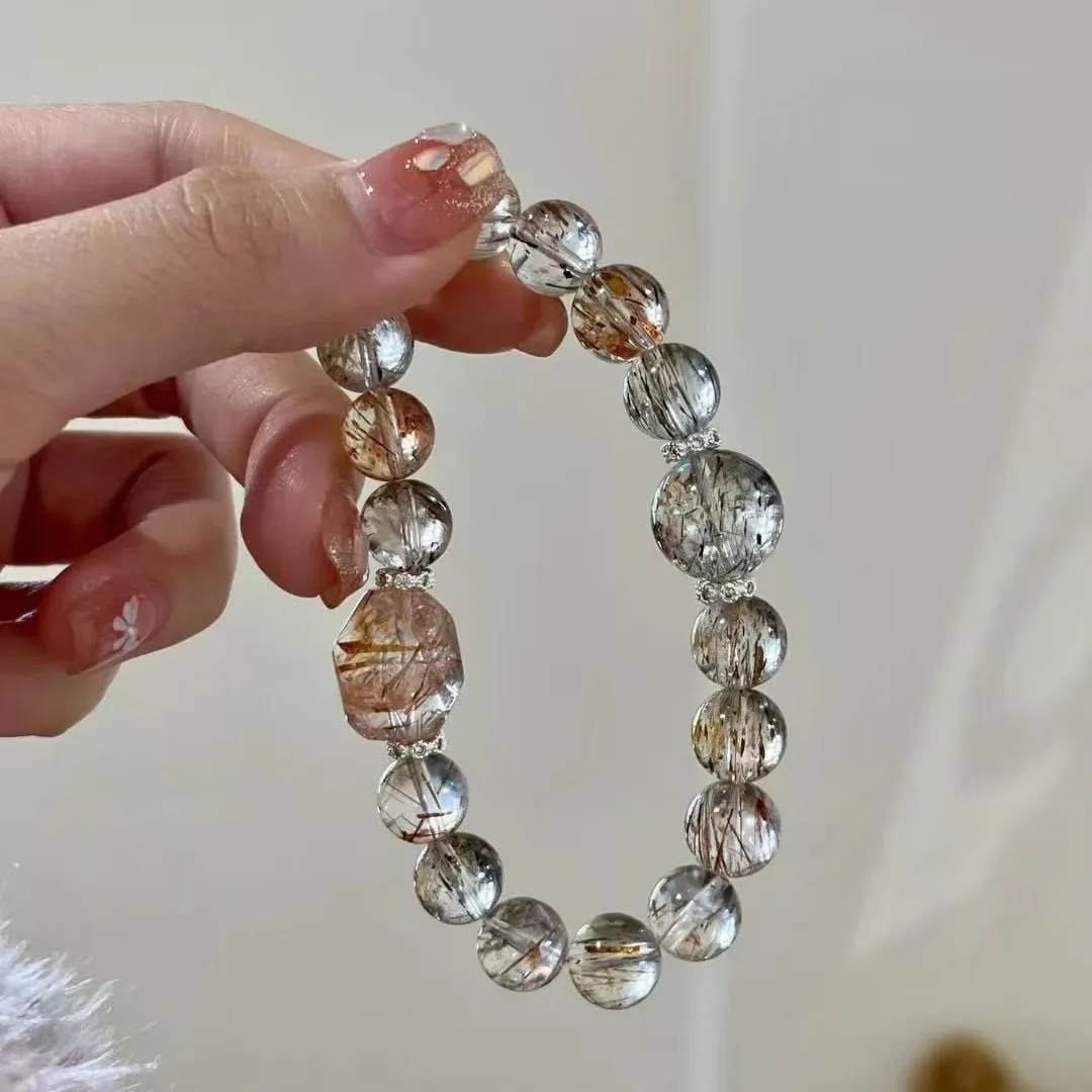 

Natural Black Gold Super Seven Crystal Mica Bracelet Women's Light Luxury Fashion Bracelet
