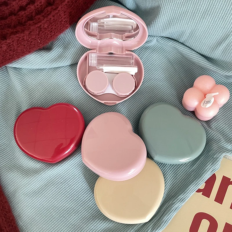 Cute Candy Colored Contact Lens Case with Mirror Travel-Friendly Easy Carry Companion Box for Storage