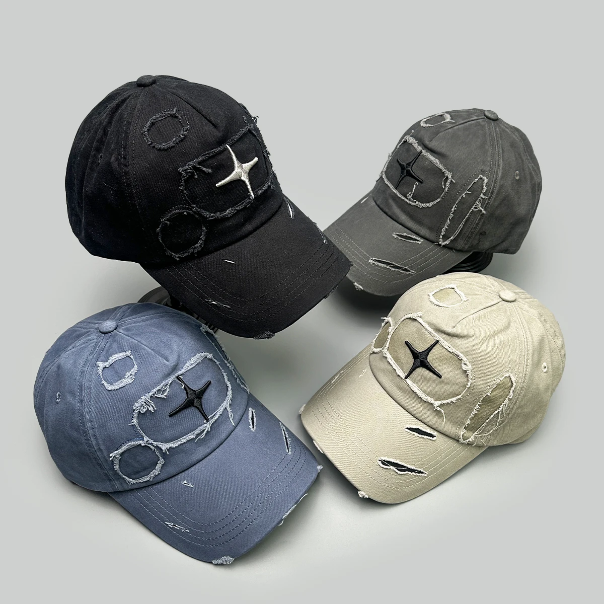

Broken Style Cross Star Letter Embroidery Baseball Hats New Women Men Sunshade Retro Versatile Personal Fashion Ins Peaked Caps
