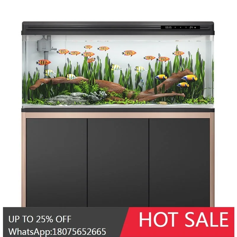 MJY Aquarium Small and Medium Living Room Floor-standing No Water Change Glass Goldfish Tank with Cabinet