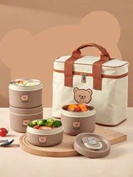 WORTHBUY Cute Thermal Bento Box Portable 304 Stainless Steel Lunch Box Heatable Sealed Leak-proof Food Container For Kids