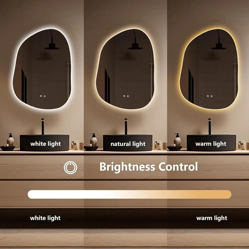 مرآة حمام مضيئة بمصابيح LED مقاس 22 × 30، مضادة للضباب، 3 ألوان وإضاءة قابلة للتعتيم، قابلة للتركيب على الحائط #4