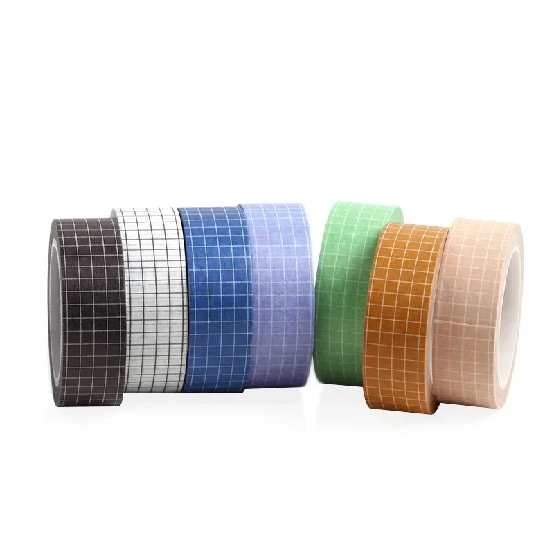 15mm*10m DIY Scrapbooking Masking Tape Decorative Sticker Simple Basic Solid Color Grid Washi Tape Stationery School Supplies