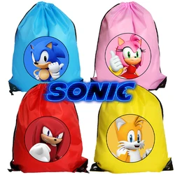 New Sonics Drawstring Bag Children Handbag Cartoon Anime Printed Storage Bags Boys Large Capacity Sports Travel Bag Kids Gifts