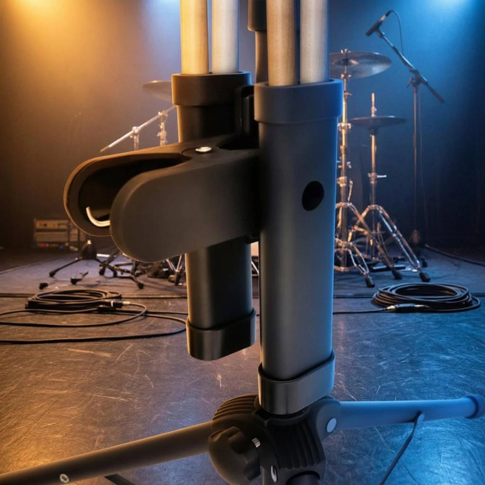 

Clamp-on Drumstick Holder Rubber Pad Clamp Drum Stick Bag Drum Stick Container Clamp Easy to Install Music Accessory Holds 2