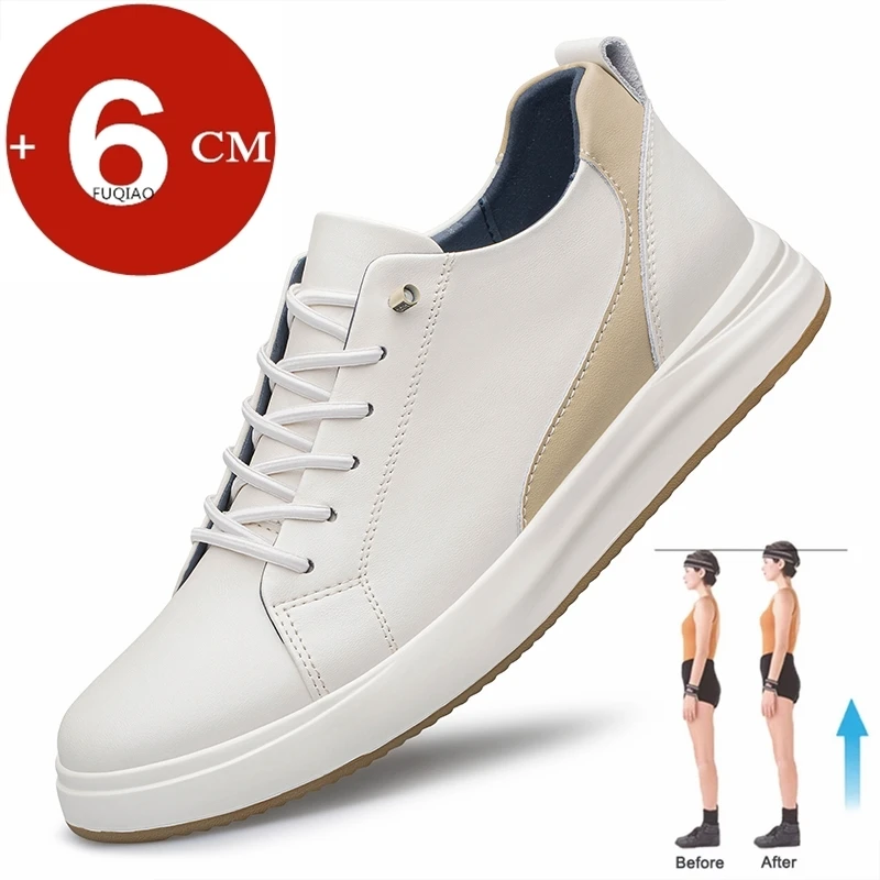 

Новые мужские и женские туфли на рост 6 см, повседневные кроссовки-лифты из натуральной кожи, удобная обувь для увеличения роста