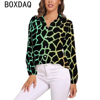 3D Giraffe Skin Print Blouse Spring Long Sleeve Casual Blouses Woman Simple Modern Art Street Fashion Oversize Shirt Blouse