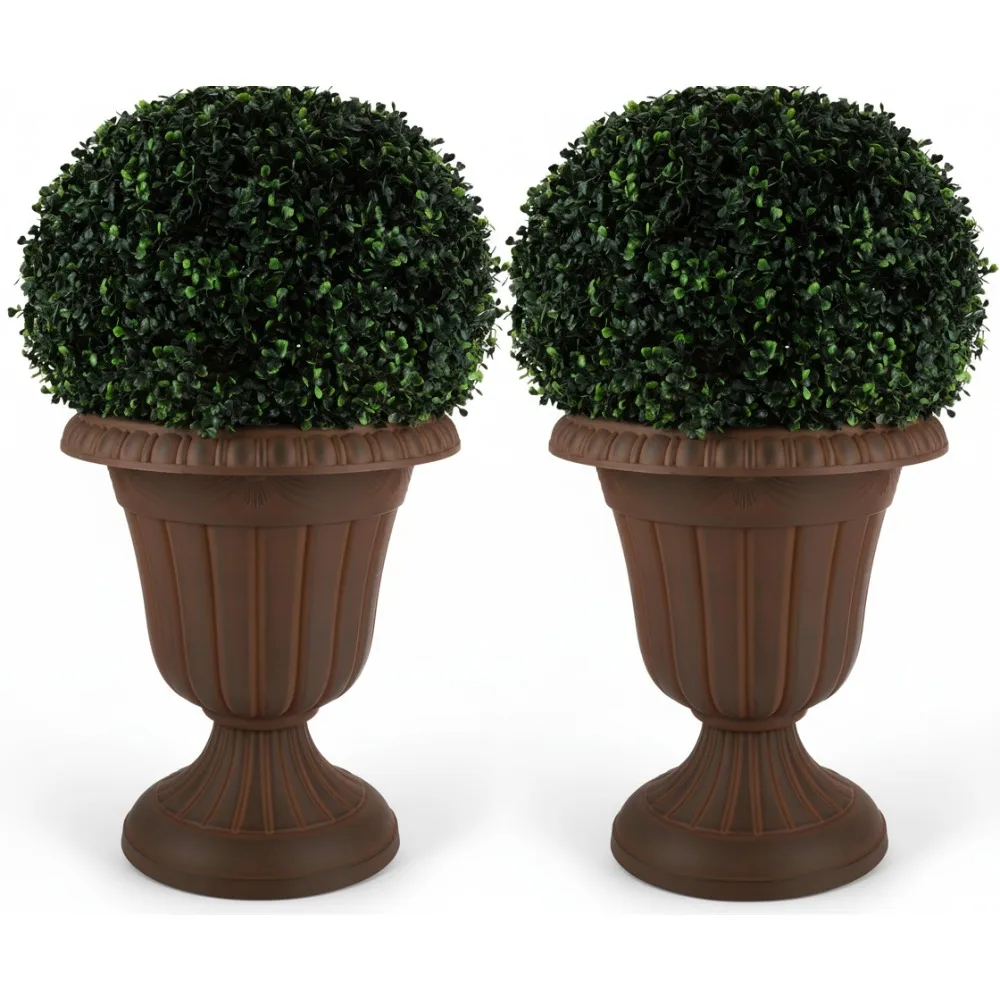 

Большие уличные горшки, 2 шт., коричневые горшки для урны, домашний и открытый садовый декор, пластиковые цветочные горшки