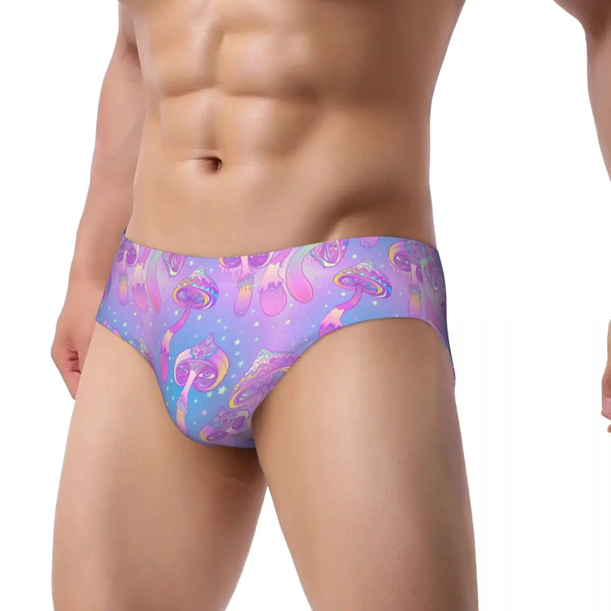 Custom Magic Mushroom Trippy Psychedelic Neon Pastel Goth Men's Briefs Panties Men Comfort Underwear Underpants