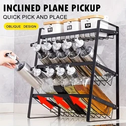 1Pc Spice Rack Organizer Multi Layer Seasoning Condiment Shelf Kitchen Bevelled Design Perfect for Seasoning Bottles