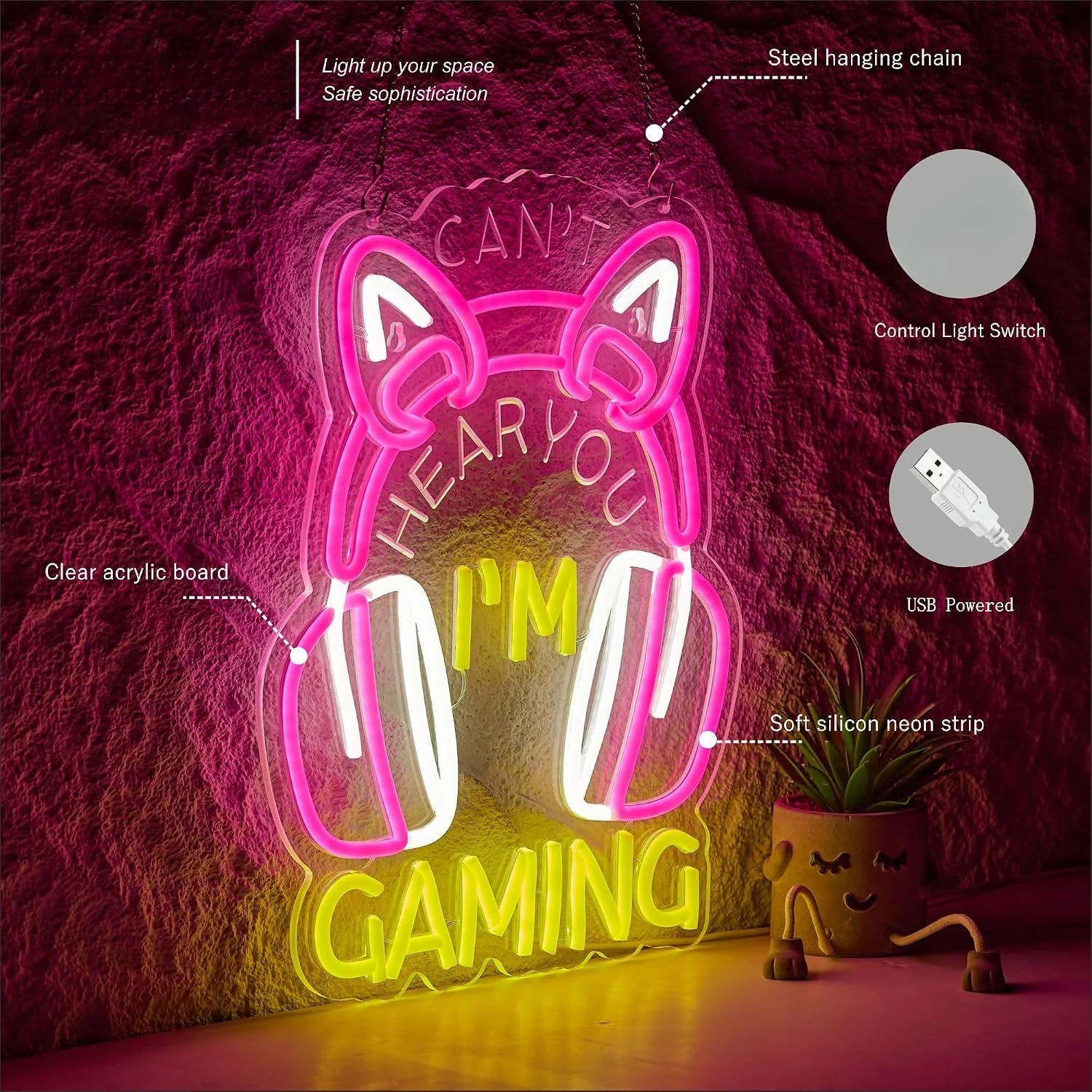 Can't Hear You I'm Gaming Neon - Esports Gaming Cafe ulasan dan harga