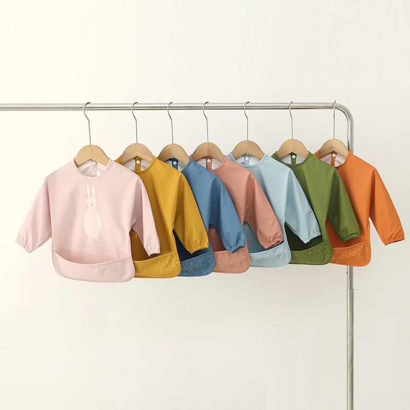 Long Sleeve Bib for Babies Toddlers Soft Waterproof Smock Bib Toddler Eating Feeding Aprons Newborn Shower Gift