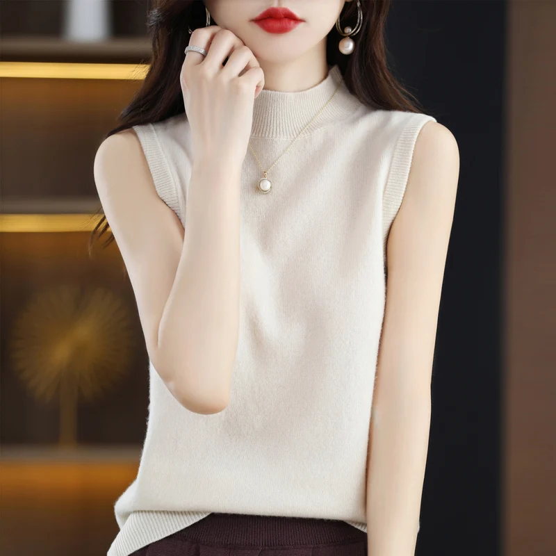 봄 신상 여성 니트 베이스 셔츠 순색 슈트 이너웨어 울 베스트 캐주얼 루즈핏 소프트