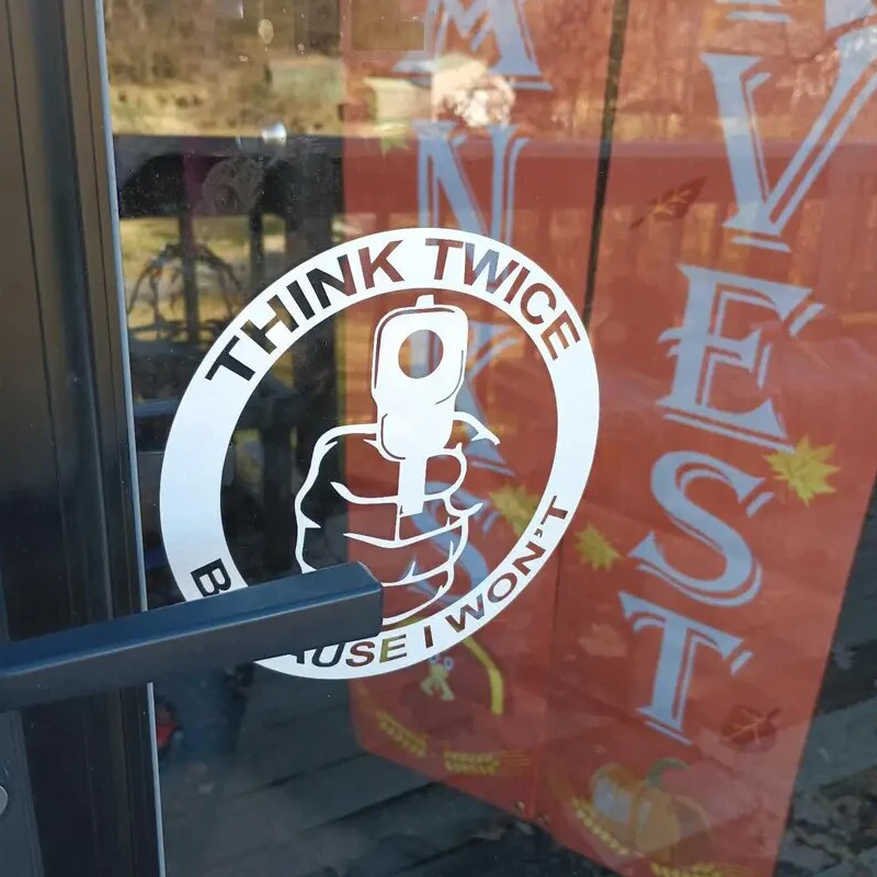Think Twice Before Entering Security Reminder Waterproof Vinyl Sticker, DIY Warning Decal For Home Vehicle Decor