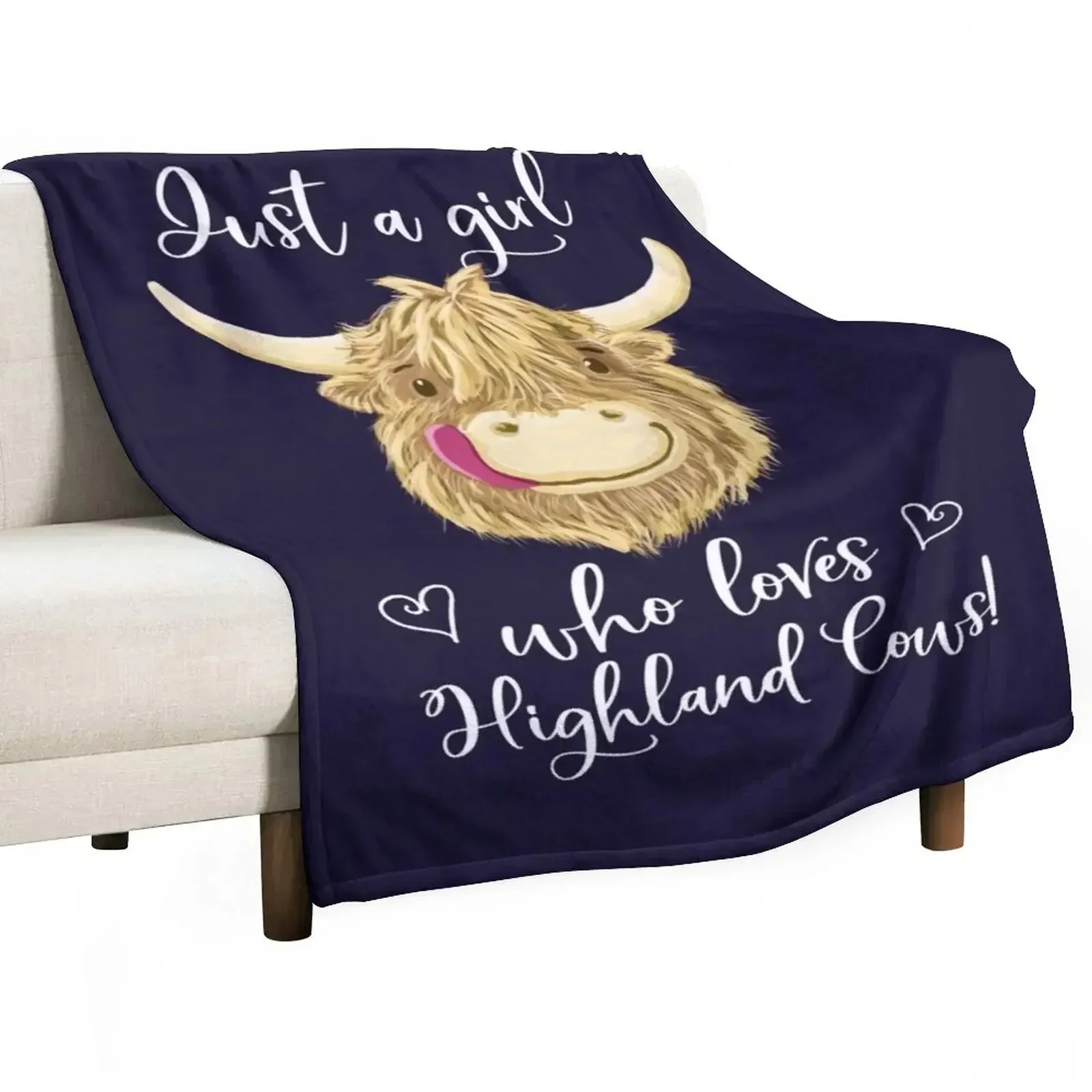 Just A Girl Who Loves Scottish Highland Cows Throw Blanket Lightweight Cozy Blanket for Bed Sofa