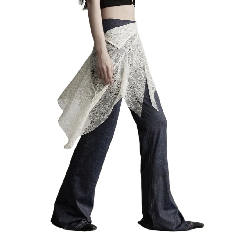 2026 Autumn  Summer Short Skirt Slim Fit Solid Color Irregular Korean Apron Outer Fit Lace Fart Curtain Skirt Women's Versatile
