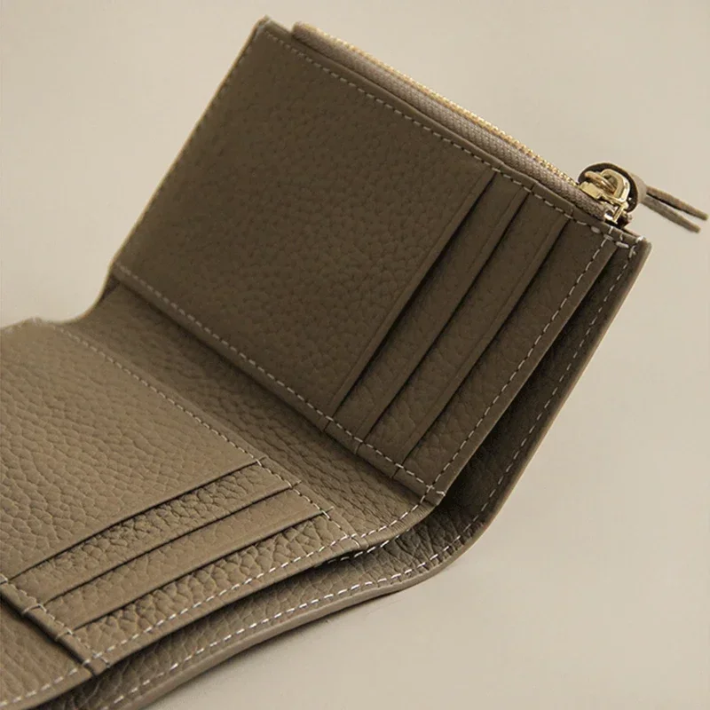 Novo couro do plutônio pequeno para as mulheres carteira de luxo envelope titular do cartão marca designer multiuso zip moeda bolsa curta 2024