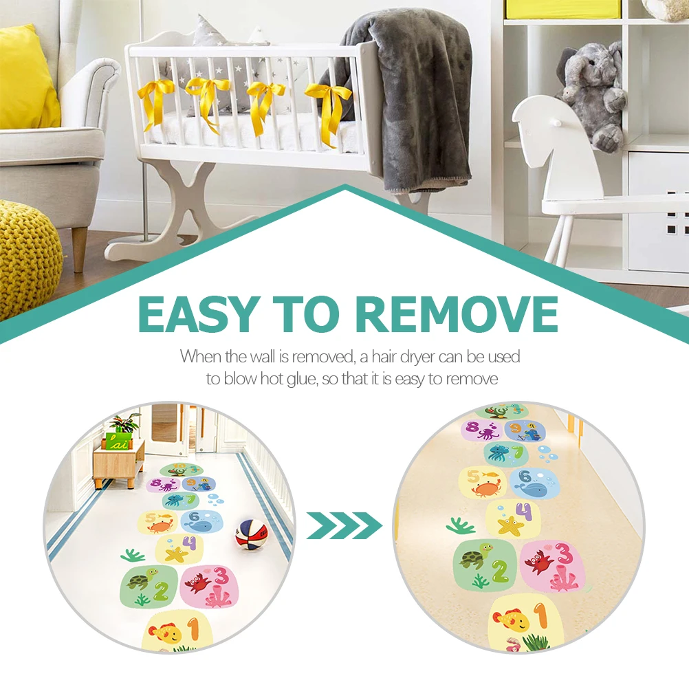 

1Set Floor Sticker Funny Cartoon Design Playing Skipping Jumping Indoor Removable Self-Adhesive Decals Nursery