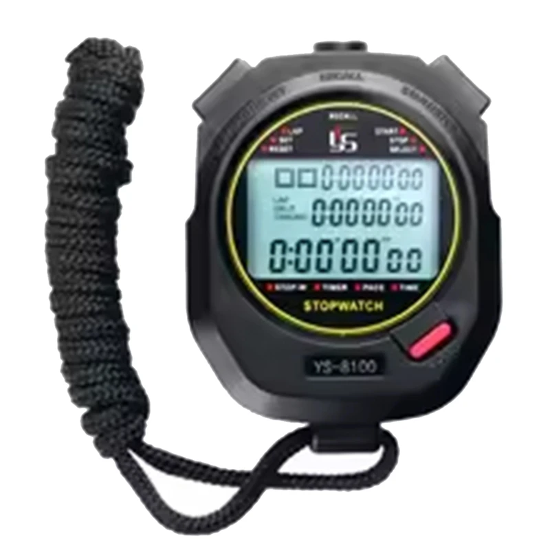 B34B-Sport Handheld Stopwatch Timer Alarm Clock Digital Stopwatch1/1000 Second Timing Electronic Chronograph Timer YS-8100