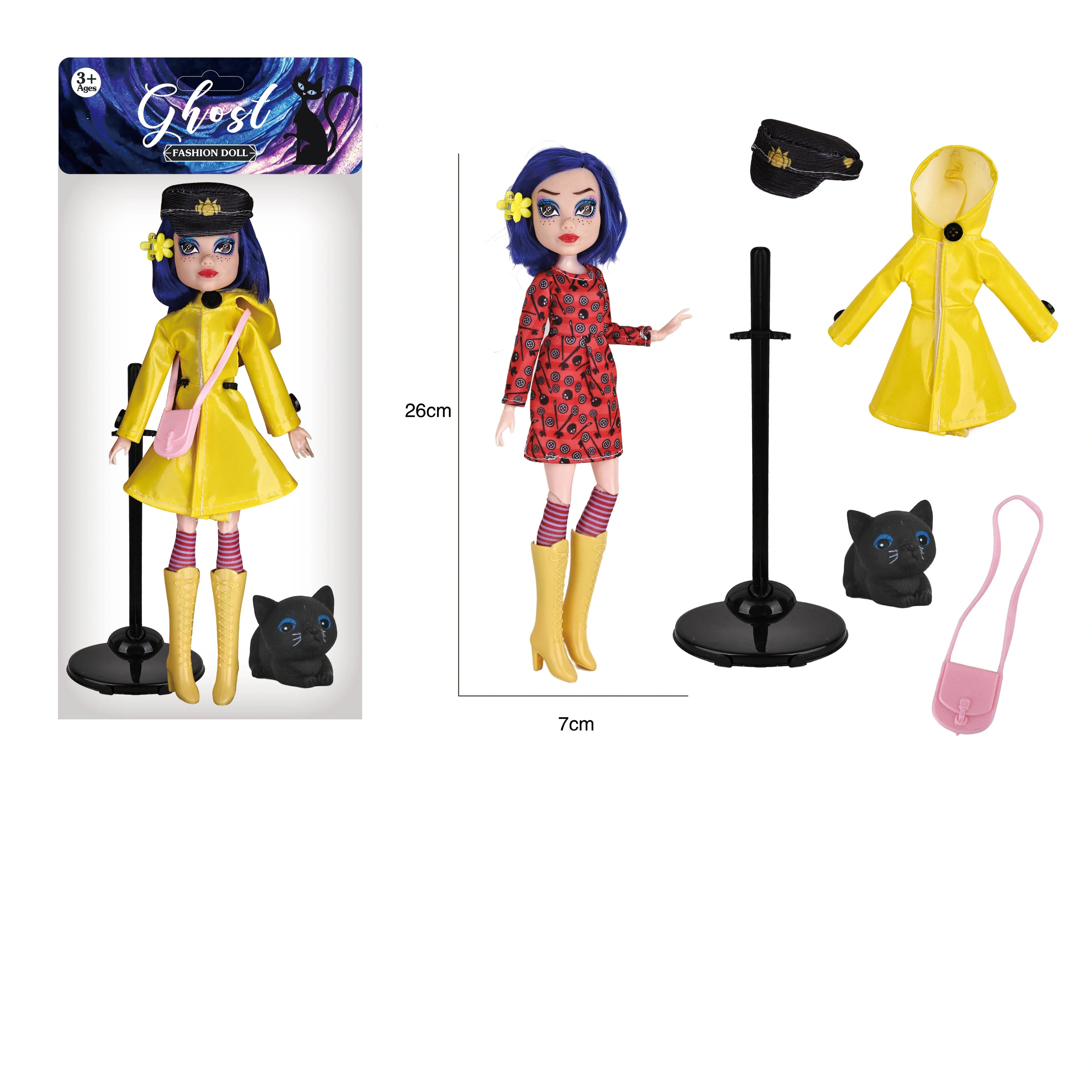 Nueva versión de la muñeca fantasma mamá Caroline, versión con impermeable, figura de muñeca súper articulada, modelo de juguete.