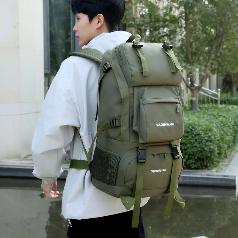 2025 45 لتر في الهواء الطلق على ظهره حقيبة ترحال حقيبة التخييم الرجال والنساء حقيبة السفر طويلة تنزه على ظهره حقيبة مضادة للماء