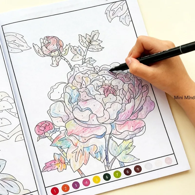 A Digital Coloring Book Focused Training Puzzle Game Book, Decompression DIY Art Enlightenment Coloring Page Pen Not Included