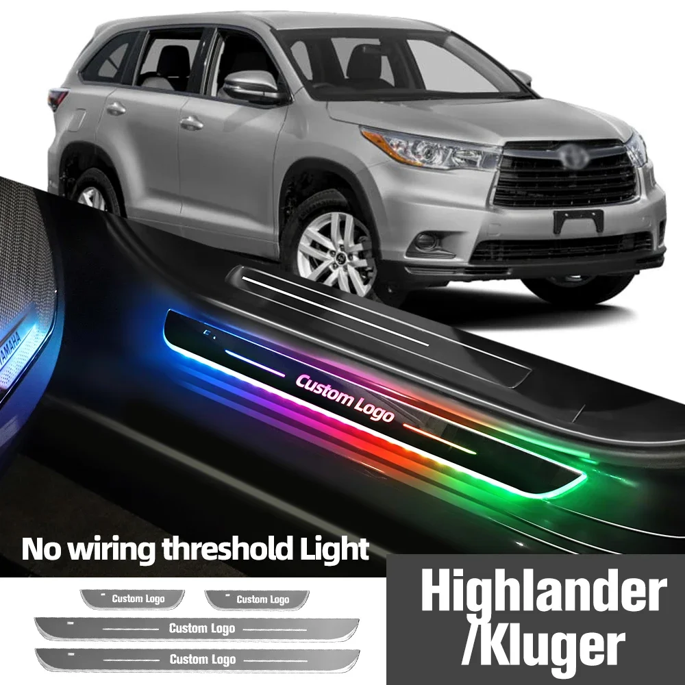 

For Toyota Highlander Kluger 2000-2023 2022 Car Door Sill Light Customized Logo LED Welcome Threshold Pedal Lamp Accessories