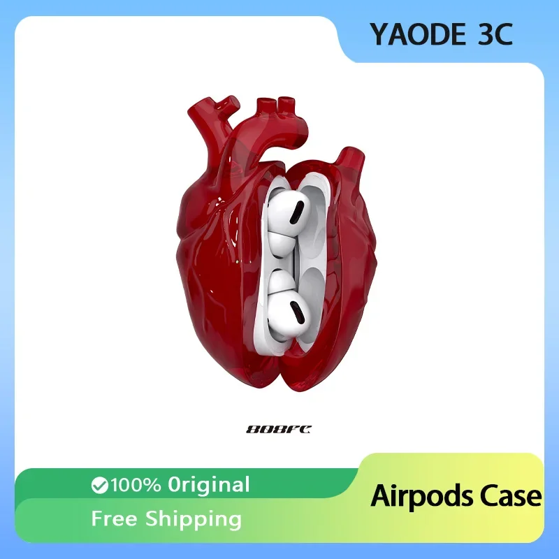 Original Airpods Case Red Heart Transparent Silicone Shell Cover Air Pods Pro/Pro2 Earphone Case Custom Airpods Pro Man Gift