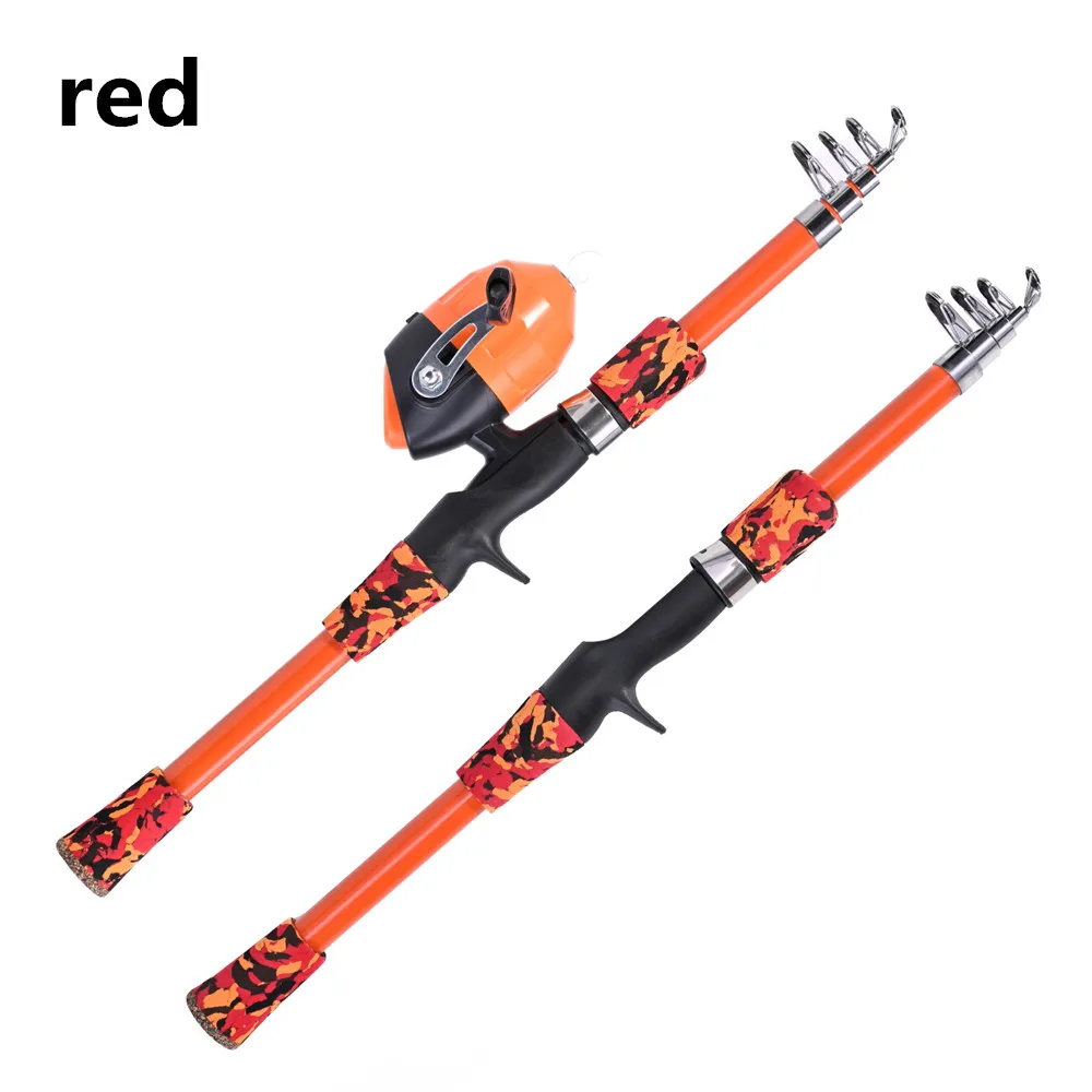 Portable telescopic camouflage children\'s fishing rod with rotating adjustment throwing rod outdoor fishing accessories tools