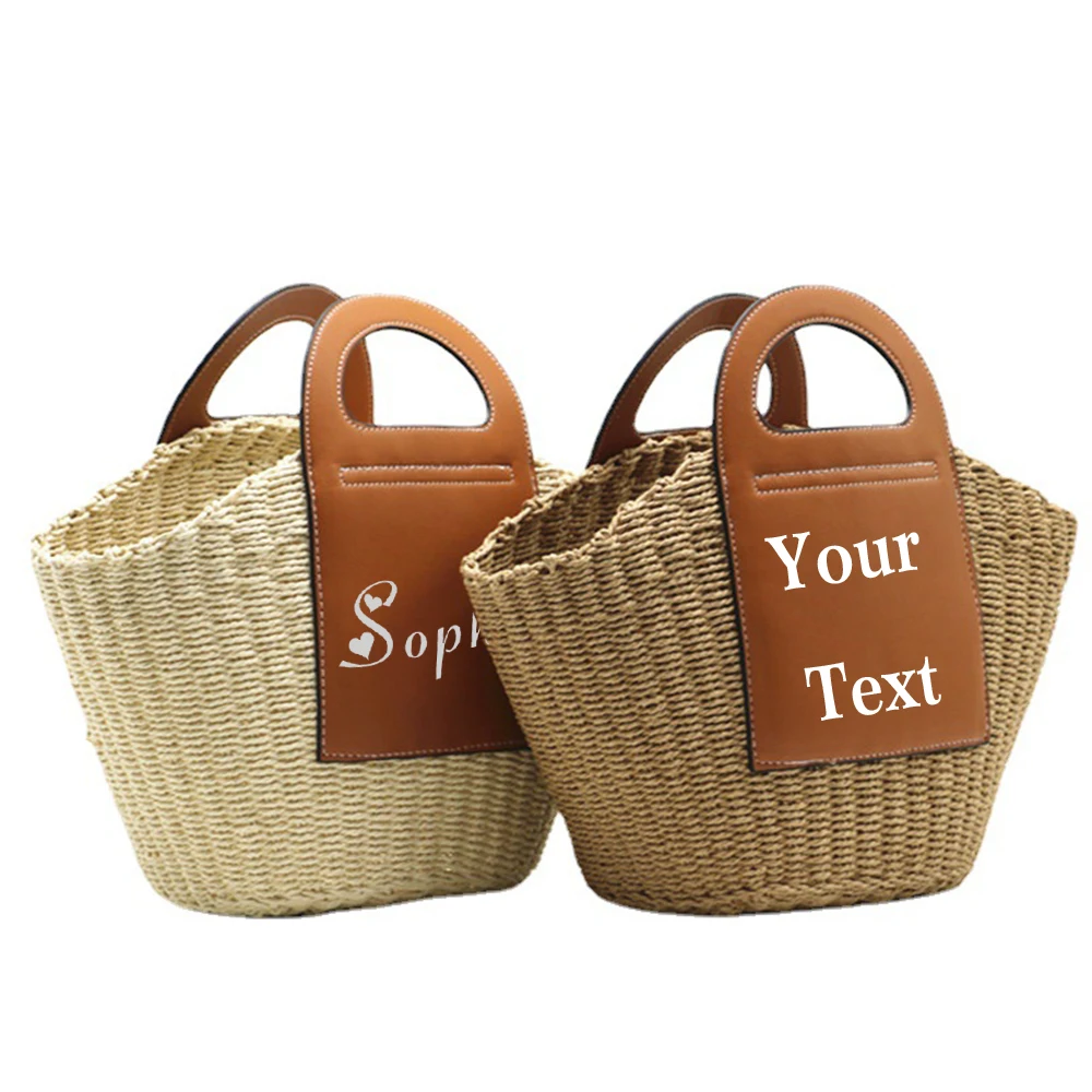 Personalized Straw Handbags Women Bags Wedding Party Bridesmaid Gifts Straw Beach Bag Tote Purses Custom Ladies Shopping Tote