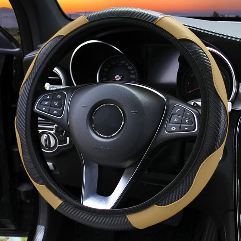 Kohlefaser-PU-Leder-Auto ohne Innenring, Lenkradbezug, Kfz-Zubehör, geeignet für 14,5–15 Zoll – Detail 16
