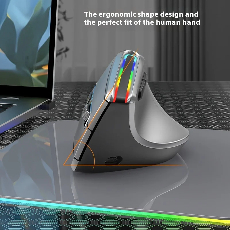 

Explosions 2.4g Wireless Bluetooth Three-Mode Vertical Mouse Charging Rgb Luminous Ergonomic Mouse