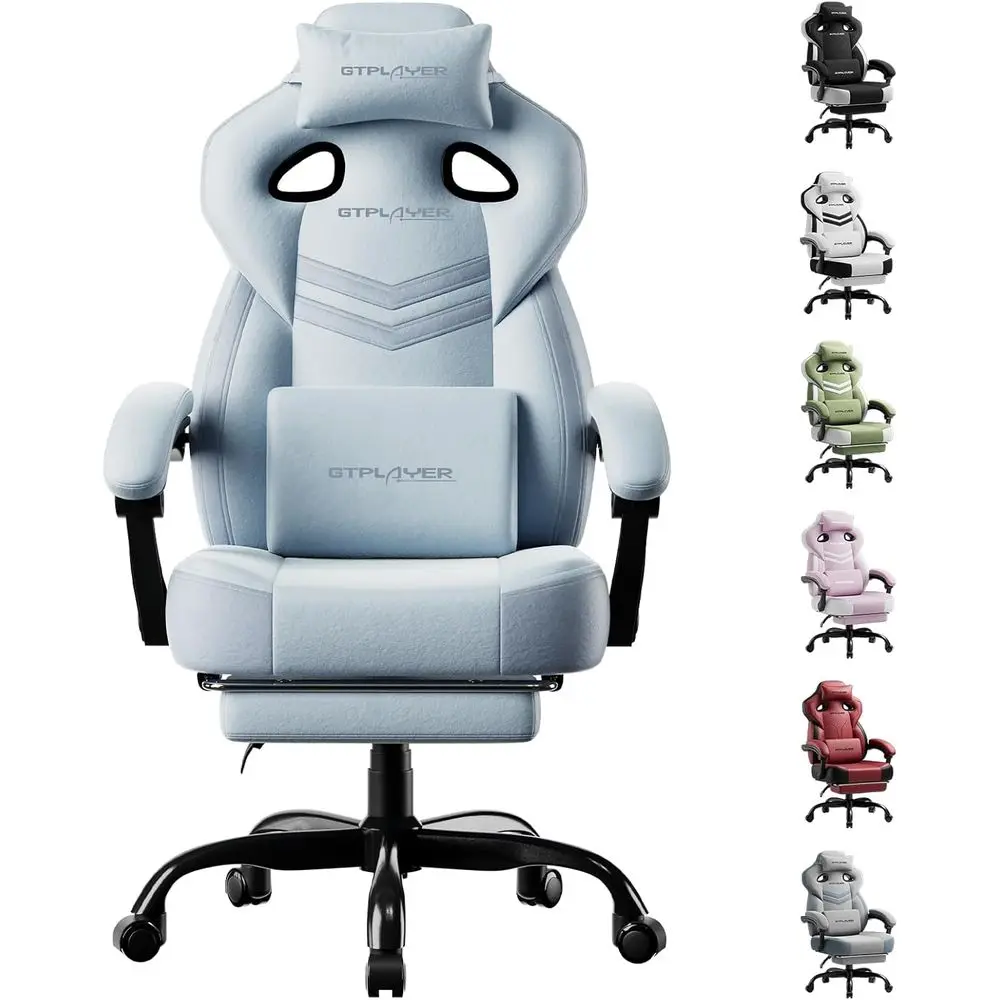 

Ergonomic Big & Tall Gaming Chair with Footrest and Lumbar Support, Comfortable Reclining Office Seat for Heavy Duty Use, Blue