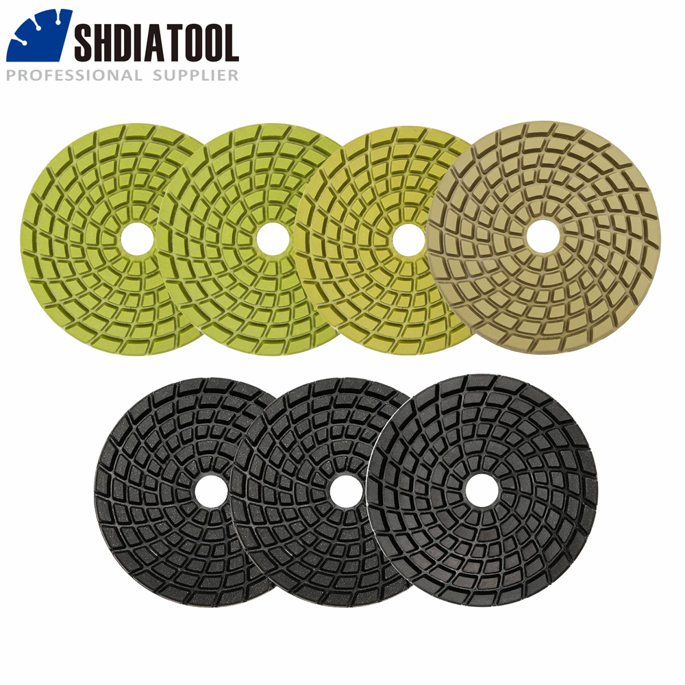 

SHDIATOOL 7 шт. алмазные полировальные подушечки для бетона 4-дюймовые полимерные шлифовальные диски для пола, набор диаметром 100 мм, полировщик, абразивный инструмент