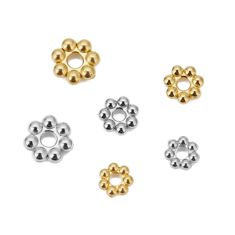 20-50pcs Stainless Steel Daisy Spacer Beads for Jewelry Making Gold Round Handmade Loose Beads DIY Bracelet Necklace Supplies image 4