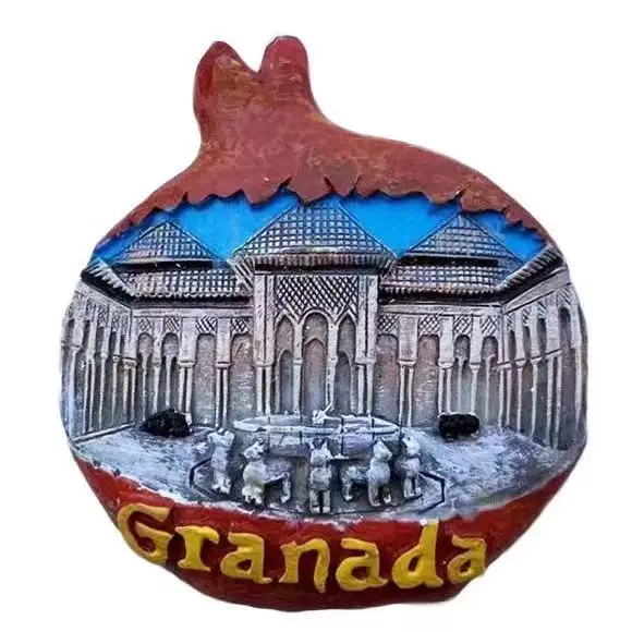 Granada, Spain Creative Tourism Commemorative Decoration Crafts Message Sticker, 3D Painting Magnet Refrigerator Sticker