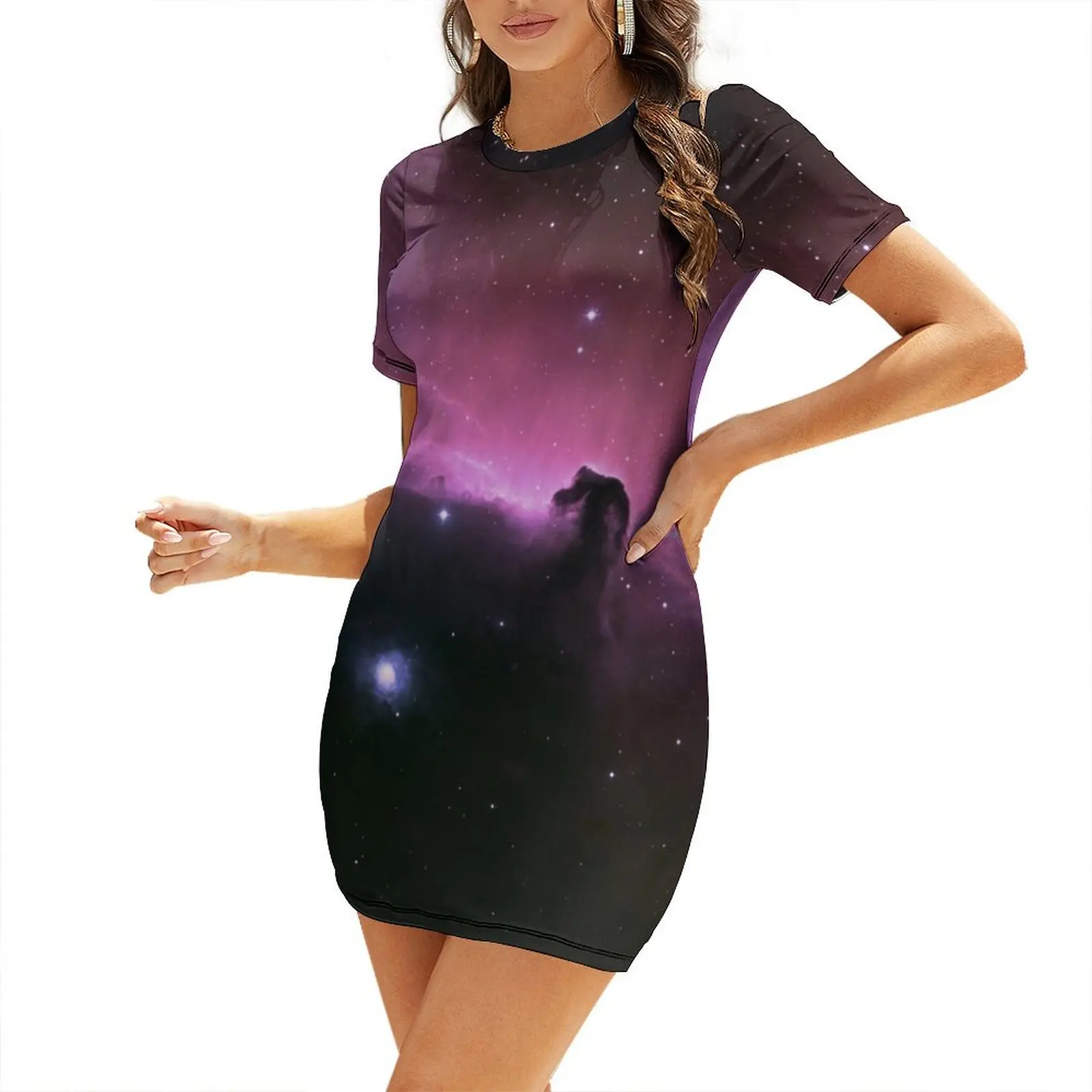 

Horsehead Nebula Short Sleeved Dress women evening dress elegant guest wedding dress sexy
